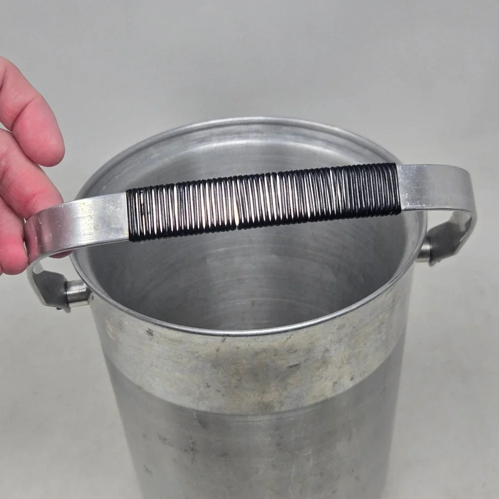 Vintage B-711 Italy Brushed Aluminum Ice Bucket Mid Century Modern Barware Lid